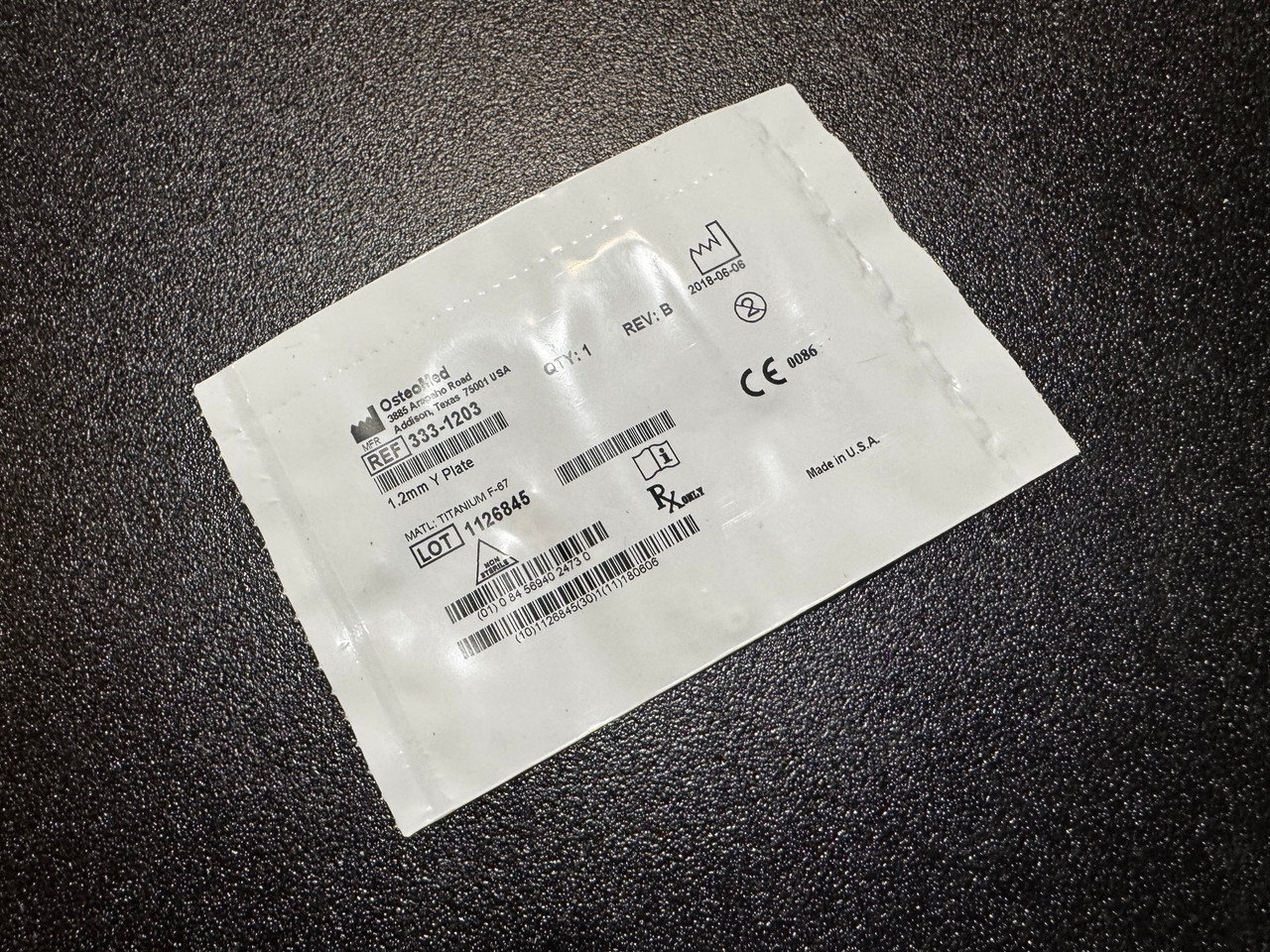 Photo of OsteoMed 333-1203 HPS 1.2mm T Plate