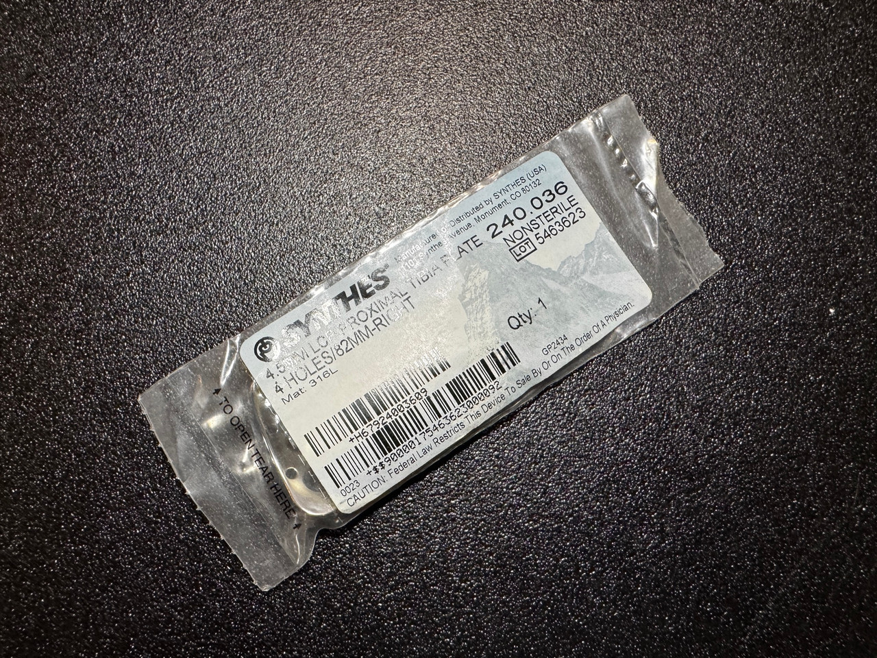 Photo of Synthes 240.036 4.5mm LCP Proximal Tibia Plate, 4H, Right, 82mm