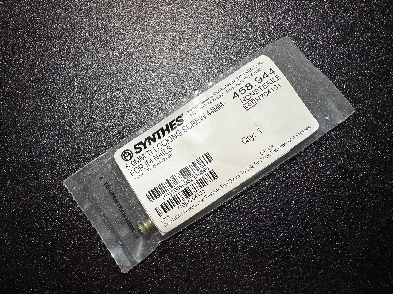 Photo of Synthes 458.944 5.0mm Titanium Locking Screw 44mm