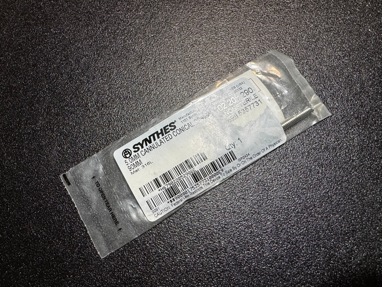 Photo of Synthes 02.205.290 5.0mm Cannulated Conical Screw 90mm