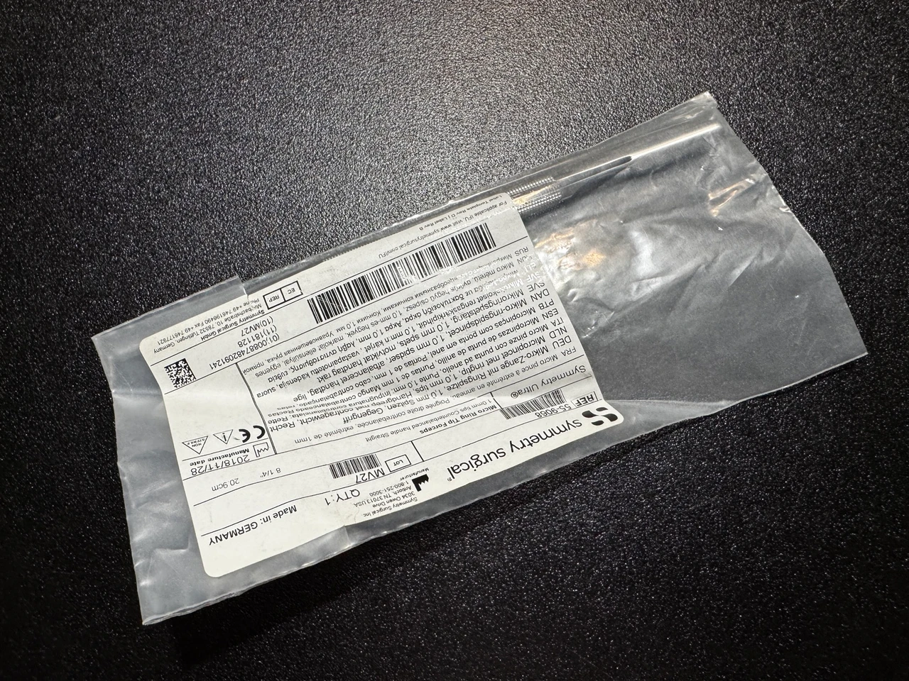 Package photo of Symmetry 55-9068 Micro Ring Tip Forceps, 1mm, STR, 8.25" (New)