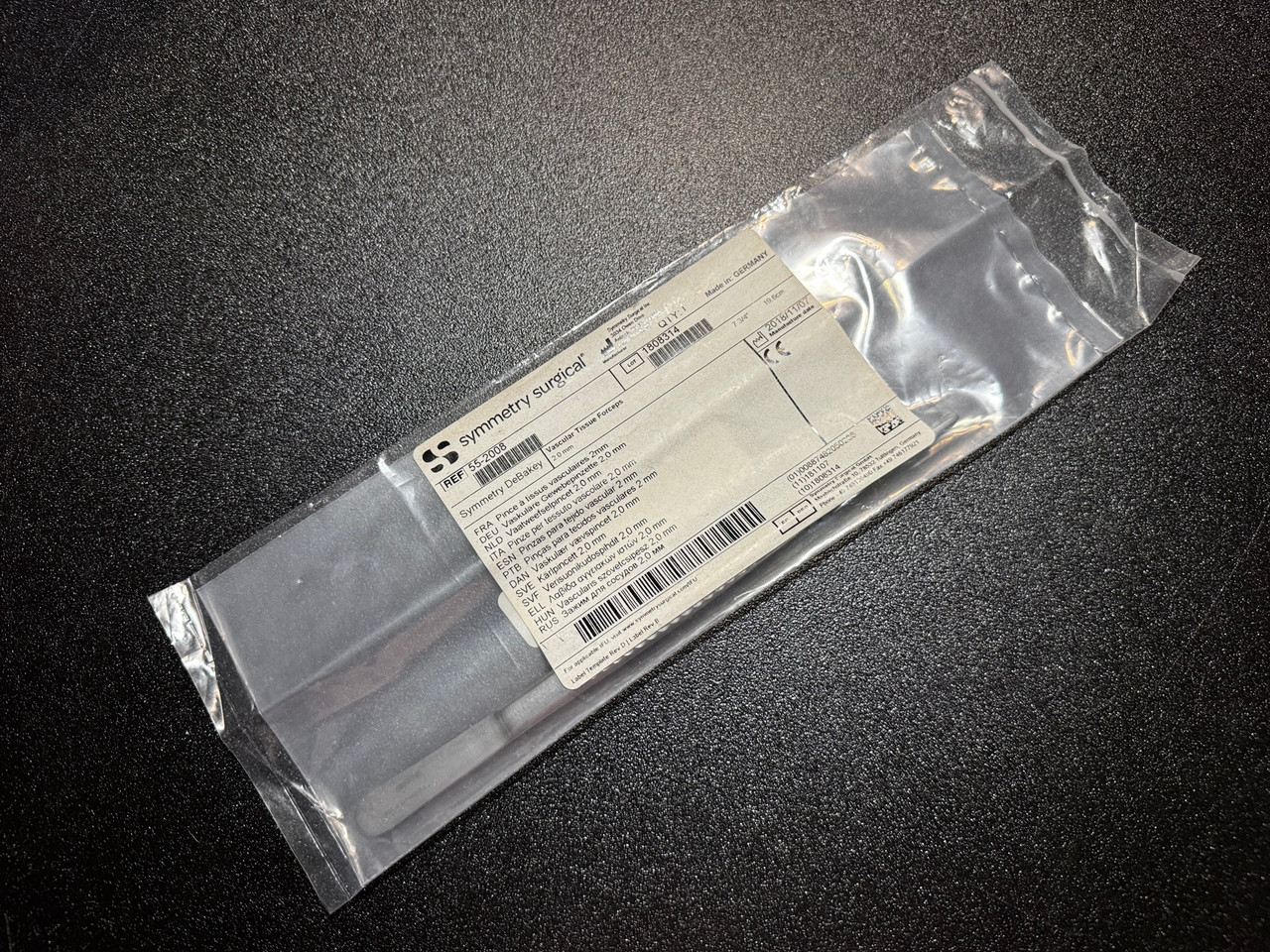 Package photo of Symmetry 55-2008 DeBakey Vascular Forceps, 2mm, 7.75" (New)