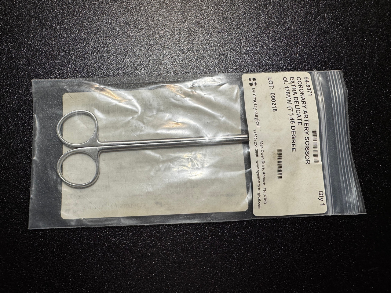 Photo of Symmetry 54-8071 Coronary Artery Scissors, Extra Delicate, 45° (New)