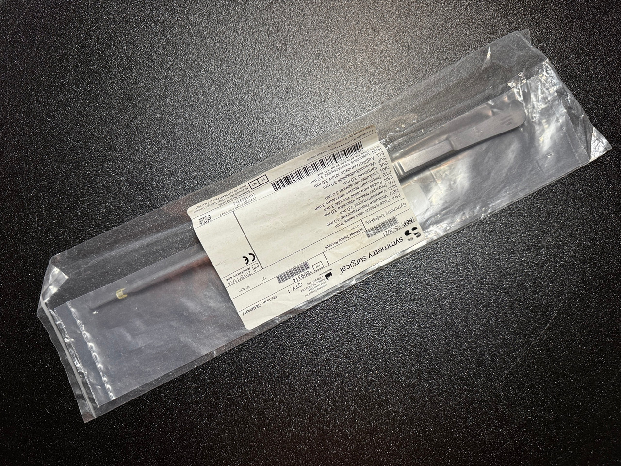 Package photo of Symmetry 55-2021 DeBakey Vascular Forceps, 3mm, 12" (New)