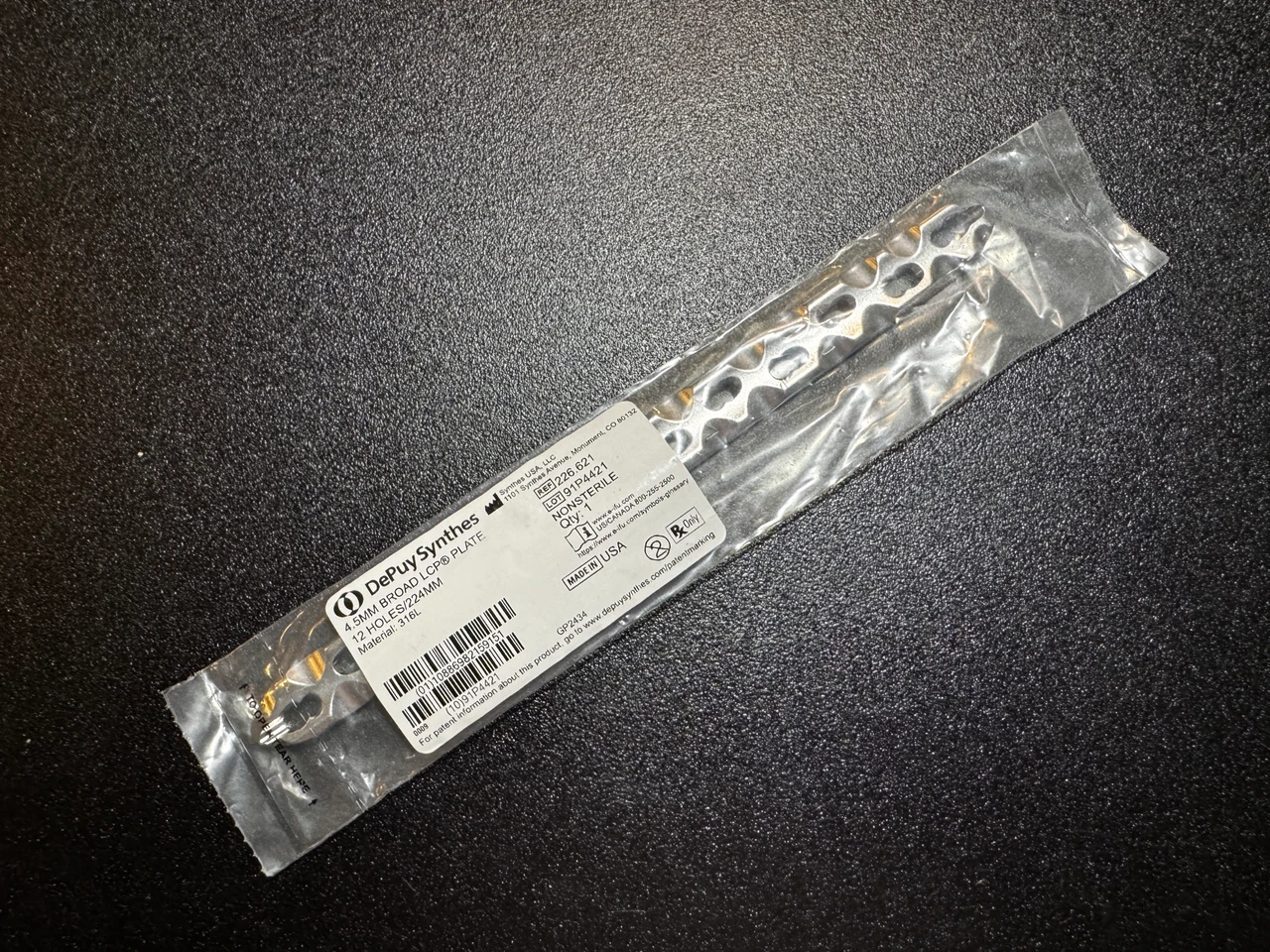Photo of Synthes 226.621 4.5mm Broad LCP Plate, 12H, 224mm