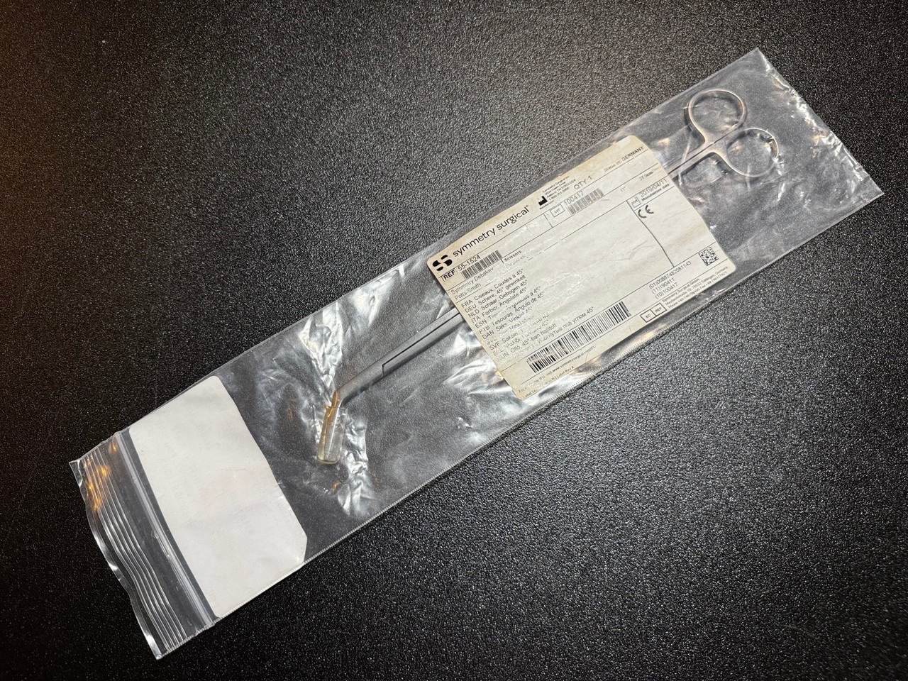 Package photo of Symmetry 55-1524 DeBakey Potts Scissor, ANG 45°, 11" (New)