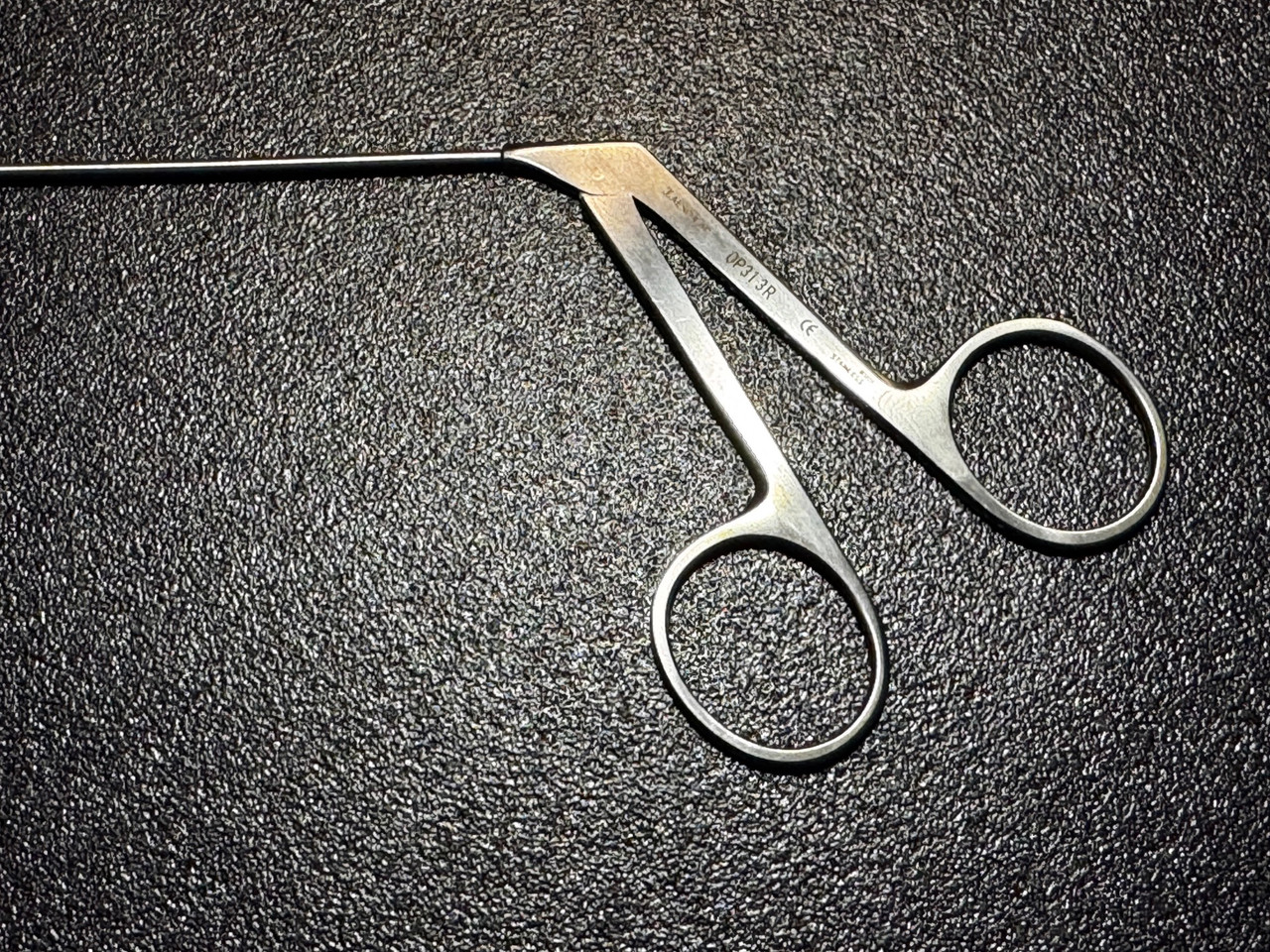 Handle photo of Aesculap OP313R Micro Laryngeal Scissors, ANG Up, 9.75"