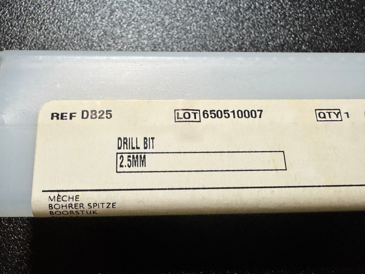 Label photo of Depuy DB25 FAST Drill Bit, 2.5mm