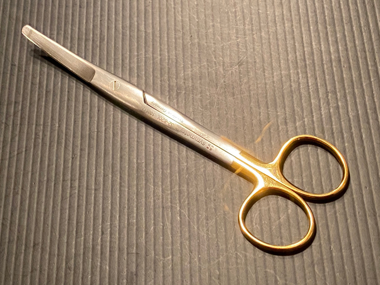 Handle photo of Symmetry Surgical 32-820L Mayo Scissors, Left Curve, TC, 6.75"