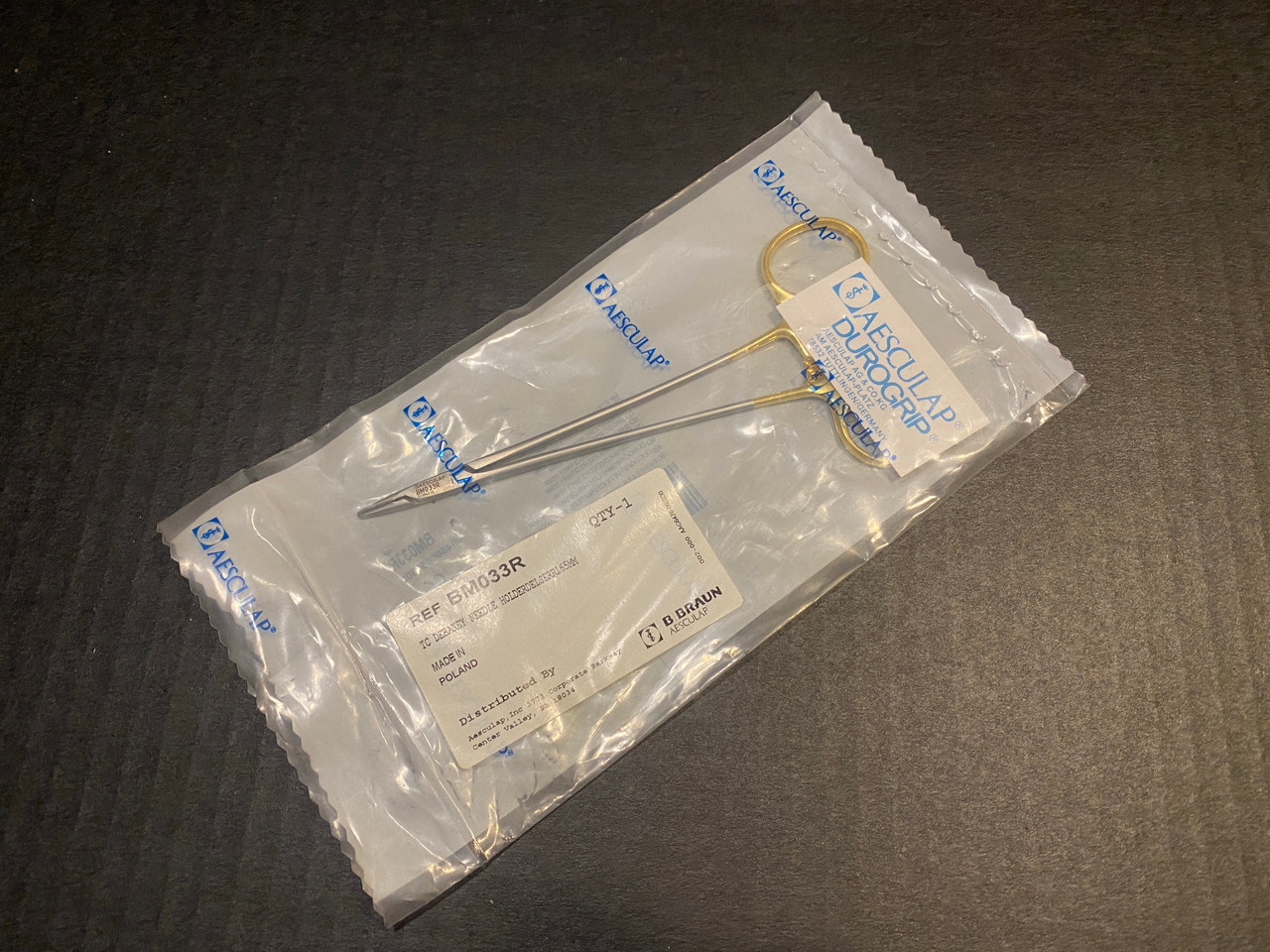 Aesculap BM033R Durogrip TC DeBakey Needle Holder, 6.5