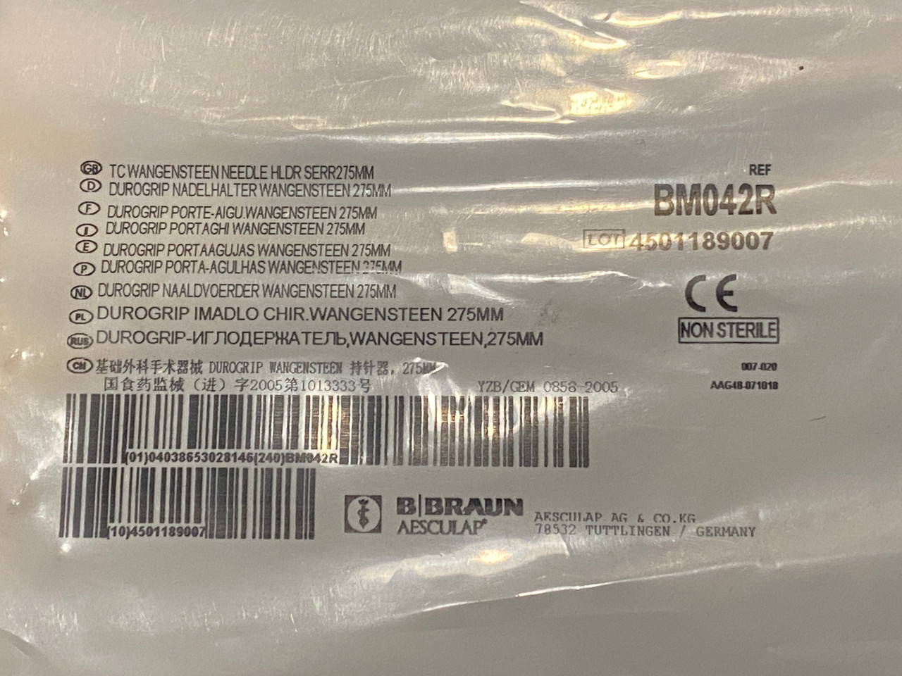 Aesculap BM042R Durogrip TC Wangensteen Needle Holder, 10.75
