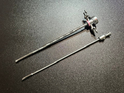 Two part photo of Olympus A2212 Cysto Sheath and Obturator, 19FR