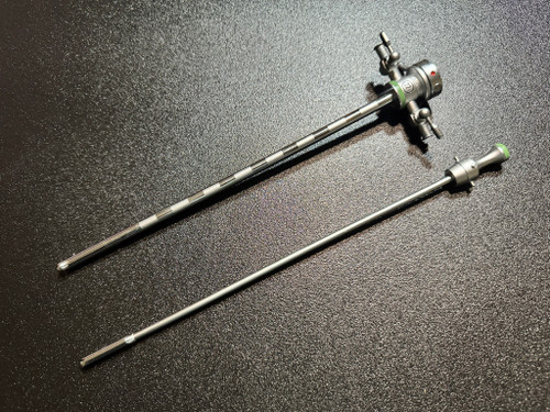 Two part photo of Olympus A2214 Cysto Sheath and Obturator, 22.5FR