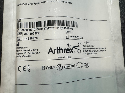 Label photo of Arthrex AR-1923DS Disposables Kit for 2.9mm PushLock