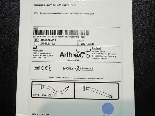 Label photo of Arthrex AR-4068-45R SutureLasso SD 45°, Curve Right