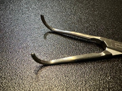 Jaw photo of Jarit 305-405 DeBakey Thoracic Dissecting Forceps, C Curve, 8"