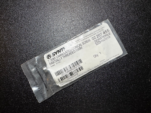 Photo of Synthes 02.207.455 7.3mm Cannulated Conical Screw Partially Threaded 55mm