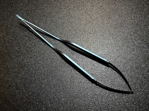 Top photo of Symmetry 80-1523 Titanium Malis Bayonet Scissors, CVD Up, Fine Tip, 9.5"