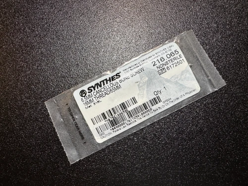 Photo of Synthes 217.065 6.5mm Cancellous Screw 32mm Thread, 65mm