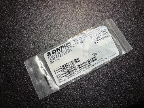 Photo of Synthes 217.050 6.5mm Cancellous Screw 32mm Thread, 50mm