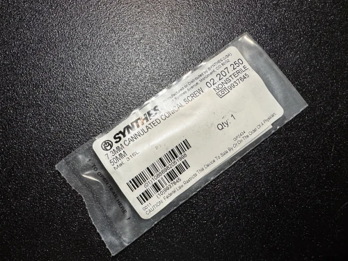 Photo of Synthes 02.207.250 7.3mm Cannulated Conical Screw 50mm