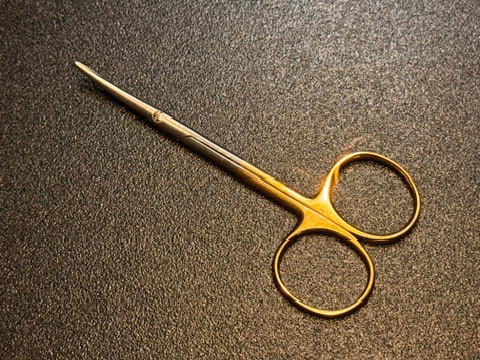 Handle photo of V. Mueller OP5740 KNAPP Strabismus Scissors, TC, CVD, 4.5"
