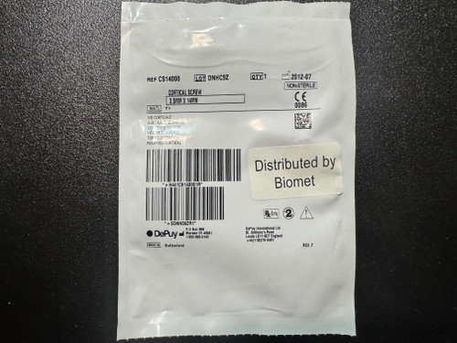 Label photo of Depuy Biomet CS14000 DVR Cortical Screw, 3.5mm X 14mm