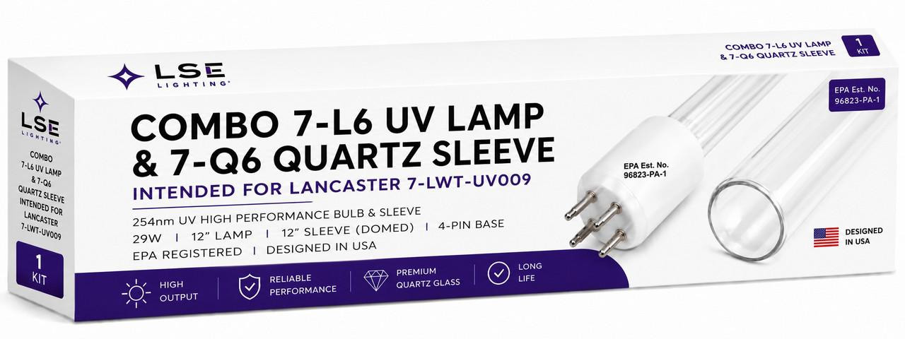 Combo 7-L6 UV Lamp and 7-Q6 Quartz Sleeve for Lancaster 7-LWT