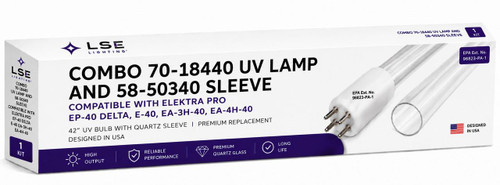 LSE Lighting Combo 70-18440 UV Bulb 58-50340 Quartz Sleeve for Elektra Pro EP40, Delta E-40, EA-3H-40, EA-4H-40 | Designed in USA 
