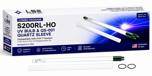 LSE Lighting Combo S200RL-HO UV QS-001 Quartz Sleeve for PUV-7 System 