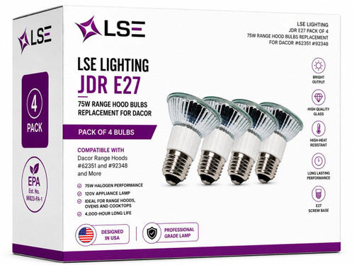 LSE Lighting 4-Pack 75W Range Hood Bulbs – Fits Dacor 62351, 92348 