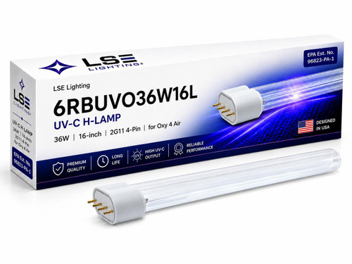 LSE Lighting 6RBUVO36W16L UV Lamp Compatible with Oxy 4 Air 6R24XX36W16L 6RDTXS36W16L | 16" 2G11 4-Pin UV-C H-Lamp 