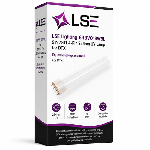 LSE Lighting 6RBUVV18W9L UV Lamp Intended for OdorMiser 6RDTXL18W9L 6R24XX18W9L | 9" 2G11 