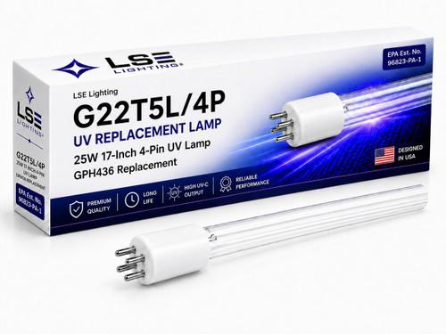 LSE Lighting G22T5L/4P GPH436 UV Lamp Bulb 25W 4-Pin Base 