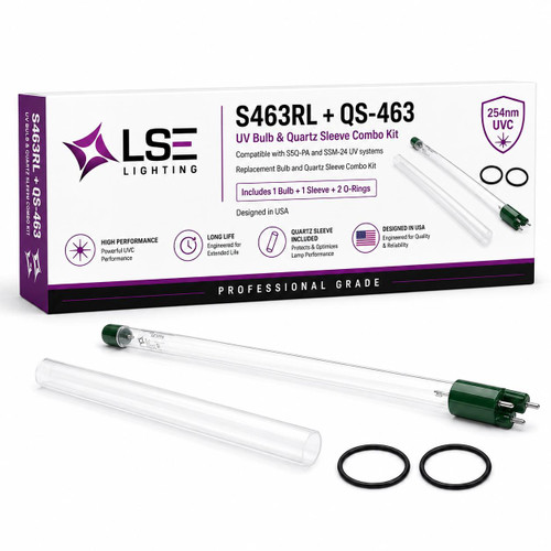 LSE Lighting Combo Equivalent UV Bulb S463RL and Quartz Sleeve QS-463 