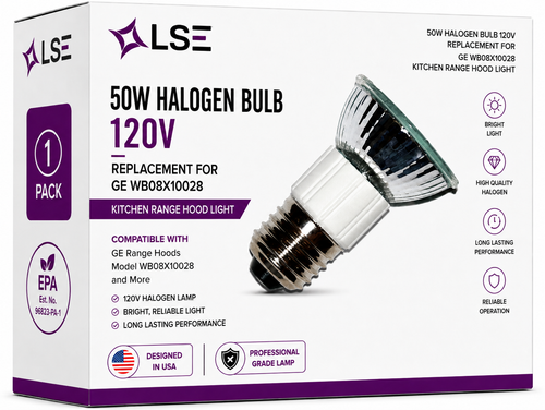 Product image of 50W Halogen Bulb 120V – Replacement for GE WB08X10028 Kitchen Range Hood Light
