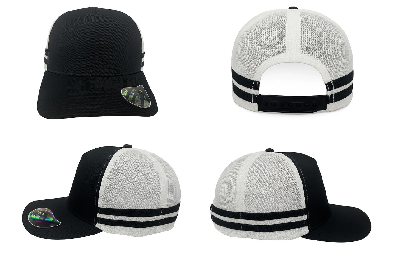 American Premium Twill/Mesh Deep Fit Trucker with Stripes