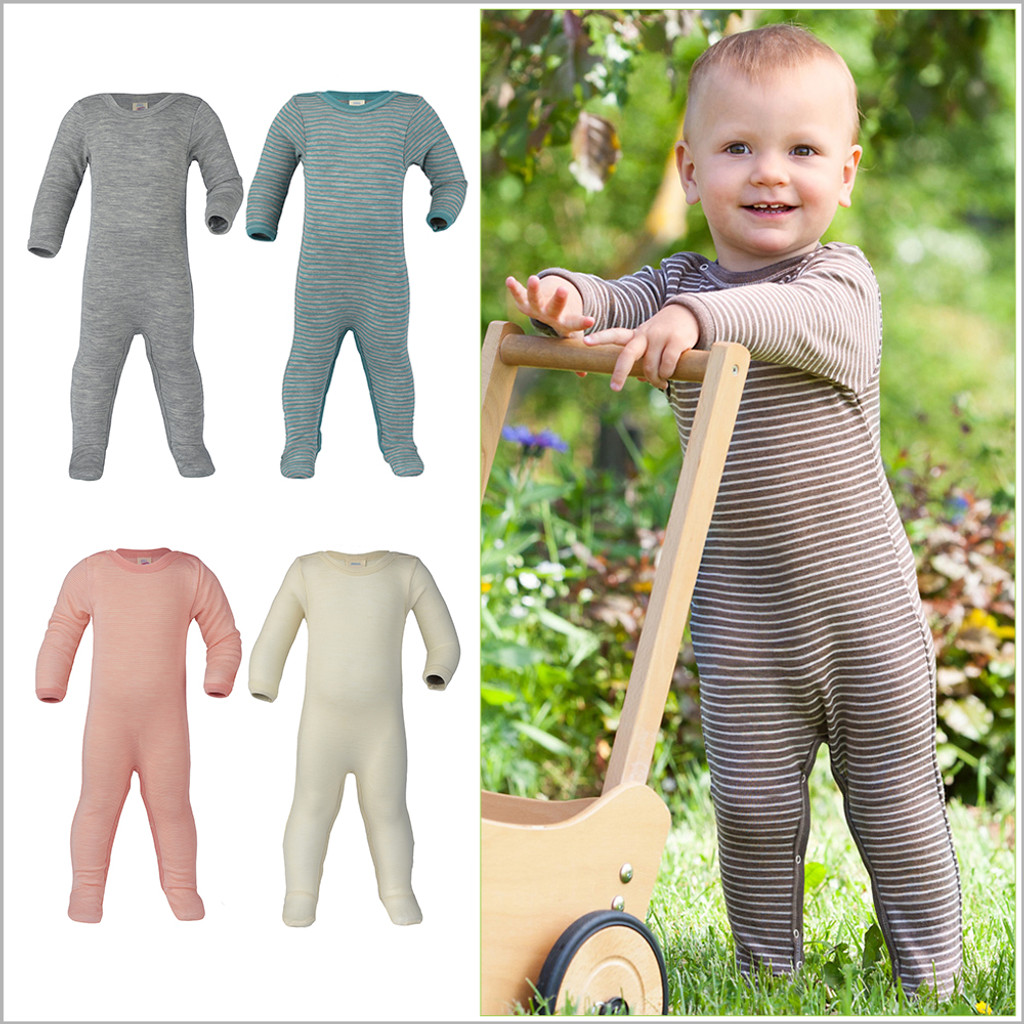 Engel - Footed Sleep and Play Pajamas, Organic Merino Wool and Silk, 0-24  months