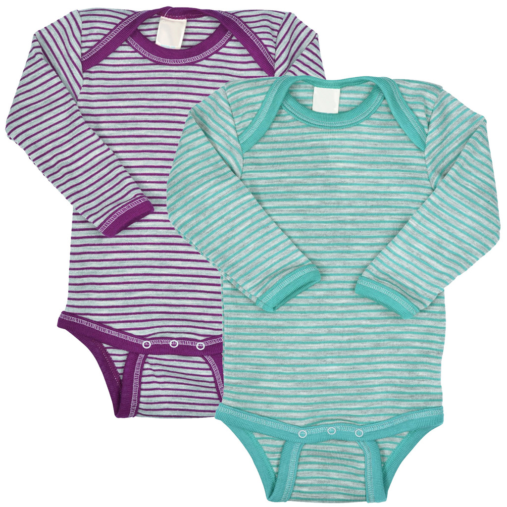 Engel - Baby Thermal Bodysuit with Long Sleeves, 70% Merino Wool 30% Silk, Sizes Newborn - 3 Years