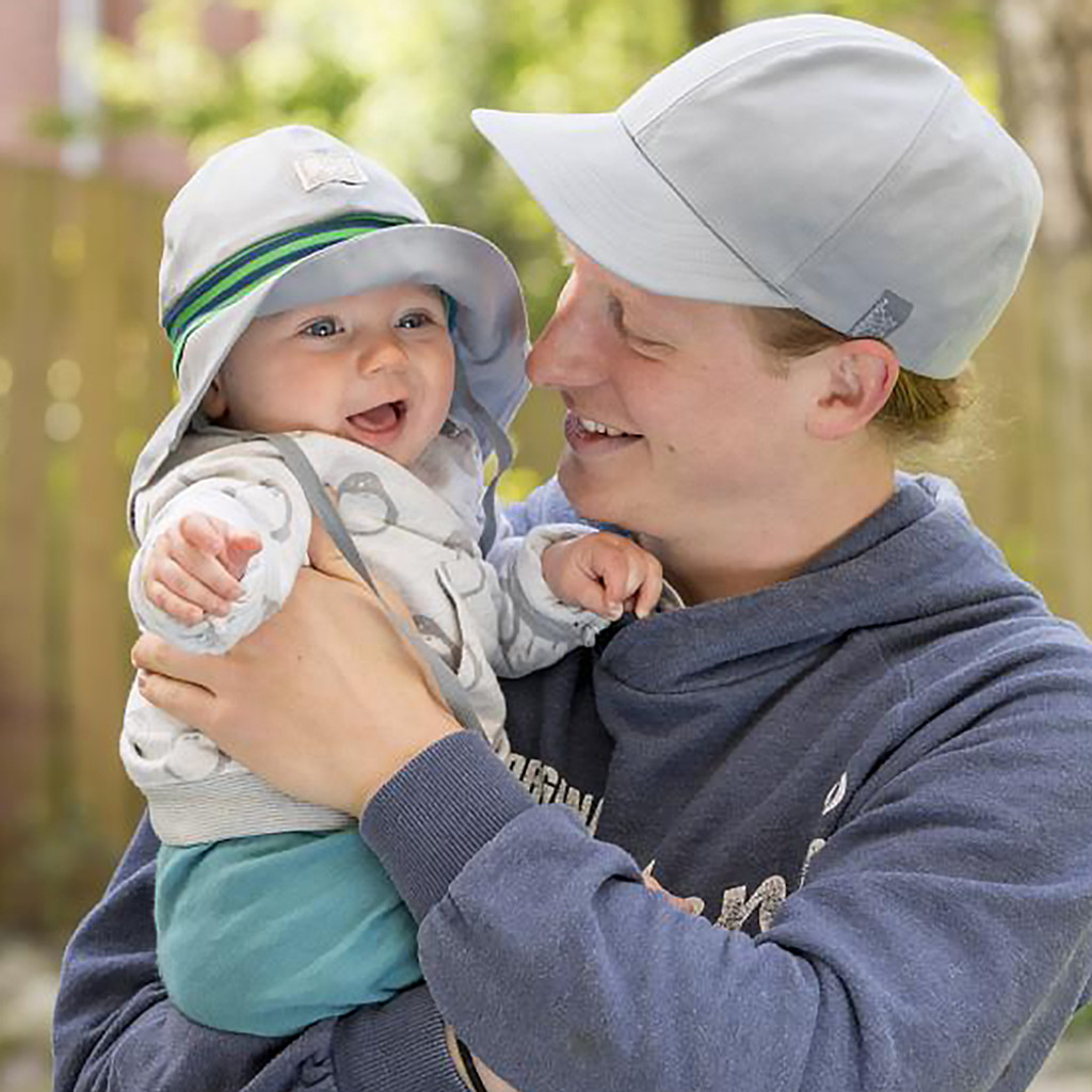 Baby Sun Hat with Neck Flap Sunblock and Chin Straps, Organic Cotton UV 80