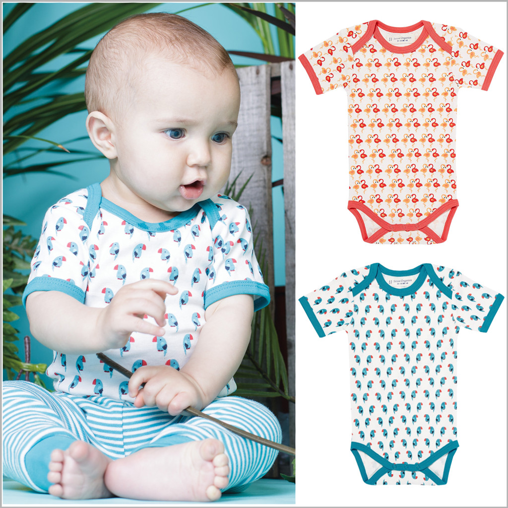 Sense Organics Baby Onesie Bodysuit With Short Sleeves 100
