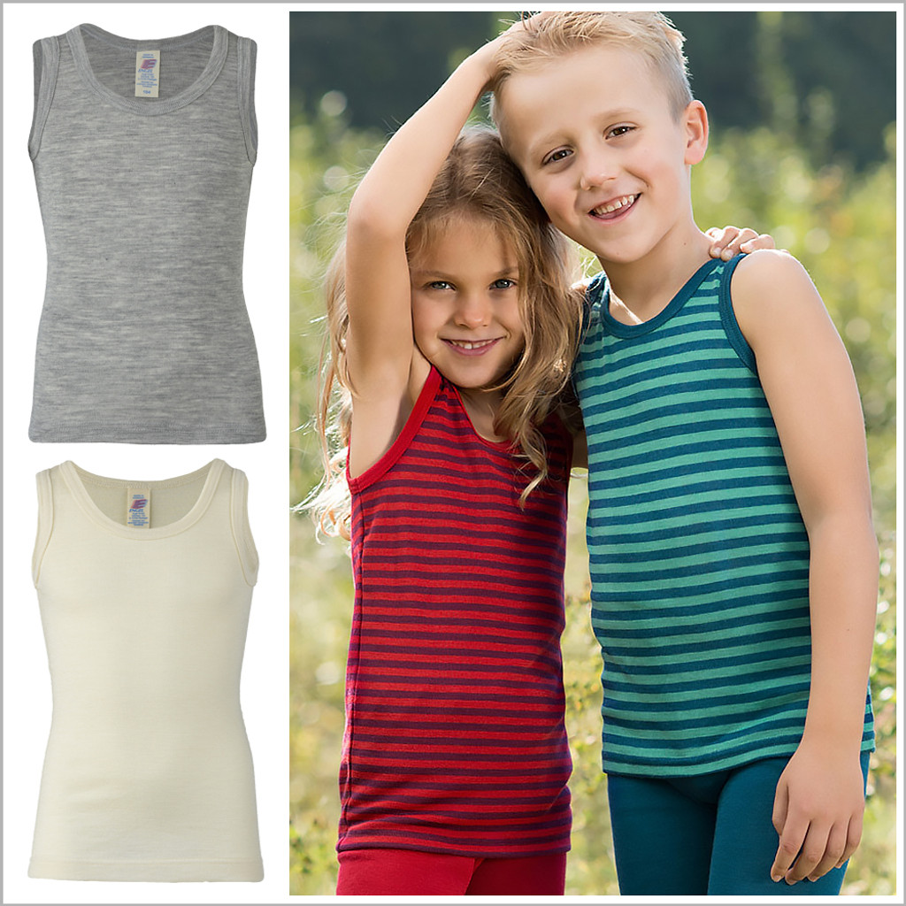 Kids Sleeveless Thermal Undershirt, 70% Organic Merino Wool 30% Silk, Sizes  2-13 years