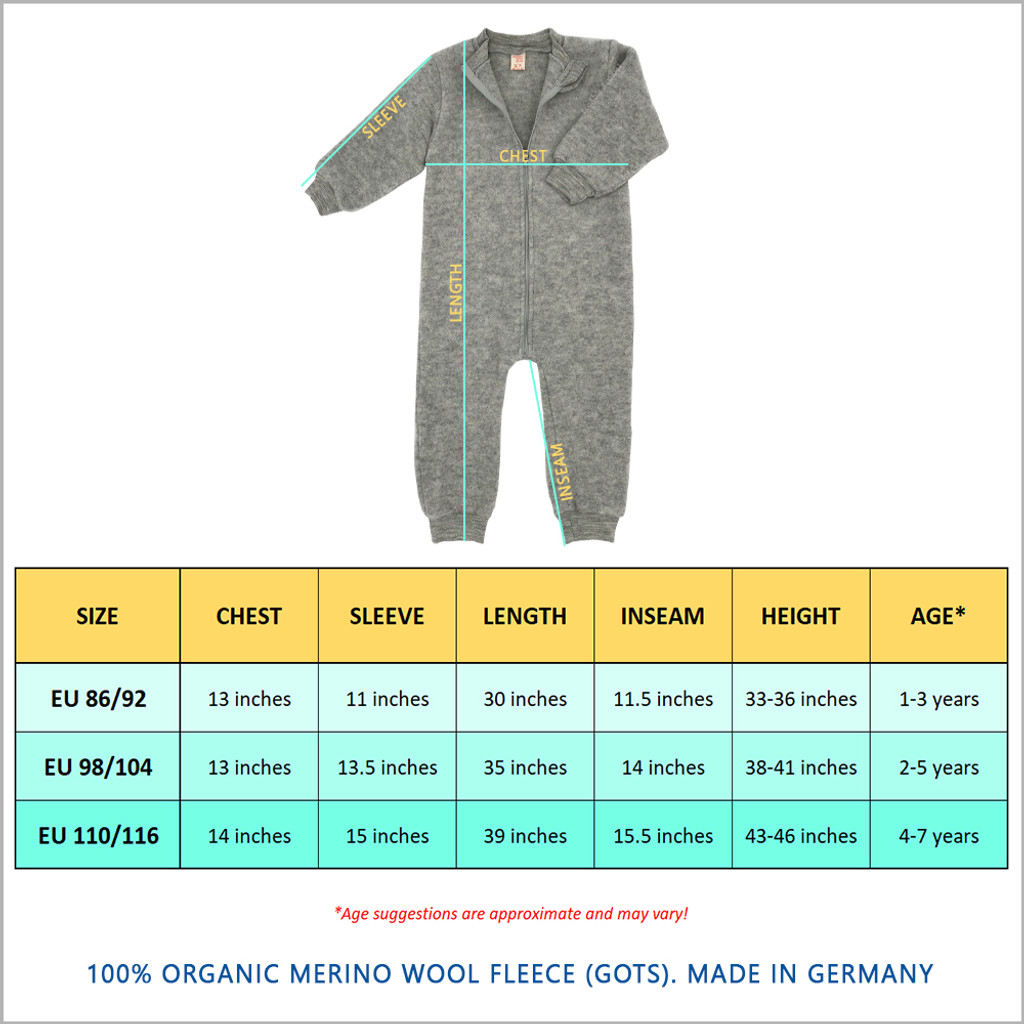 ENGEL - Kids Thermal Coverall Romper with Zipper, Organic Merino Wool, 1-7 years