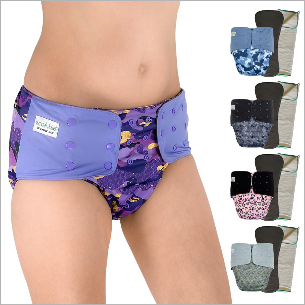 ECOABLE - Pull On Cloth Diaper 2.0: Special Needs Teens and Adults  Protective Briefs with Insert and