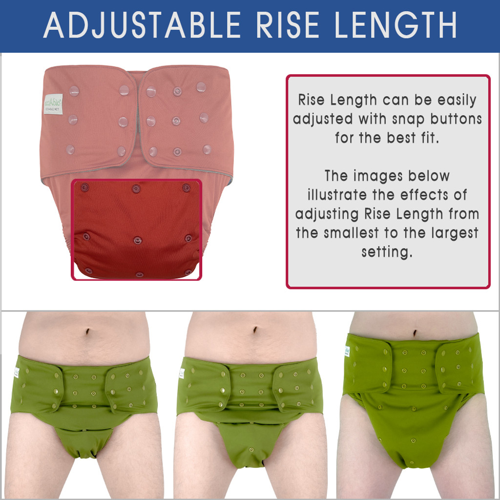 ECOABLE - Adult Pocket Cloth Diaper 2.0: Incontinence Protection Briefs with Insert and Prefold for Special Needs Teens, Men and Women