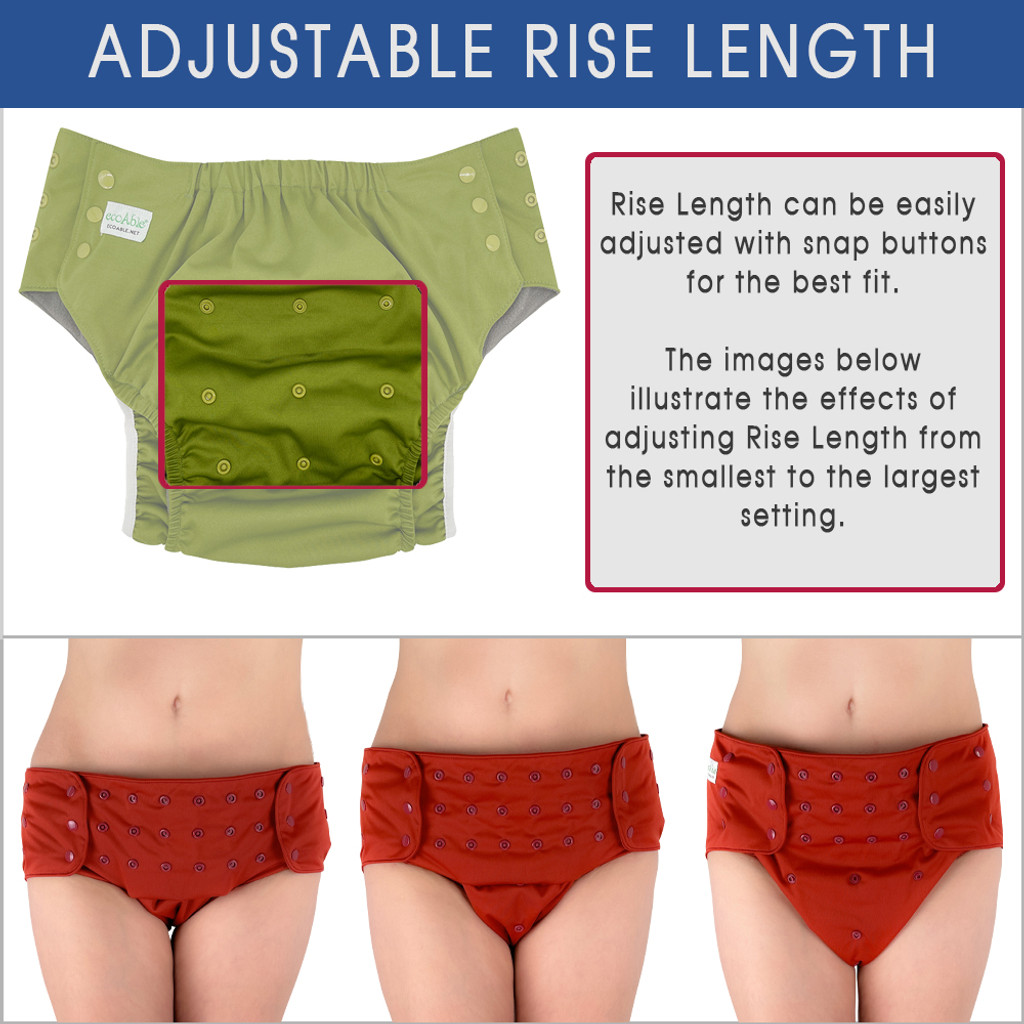 ECOABLE - Pull On Cloth Diaper 2.0: Special Needs Teens and Adults Protective Briefs with Insert and Prefold for Incontinence or Bedwetting