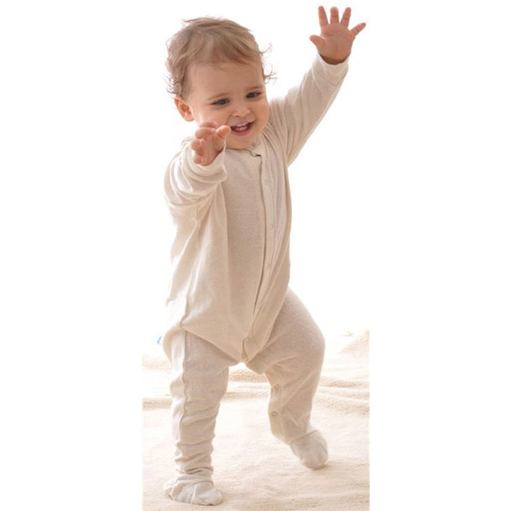 ALKENA - Baby Thermal Footed Romper: 100% Organic Bourette Noil Silk Footie with Long Sleeves for Boys or Girls