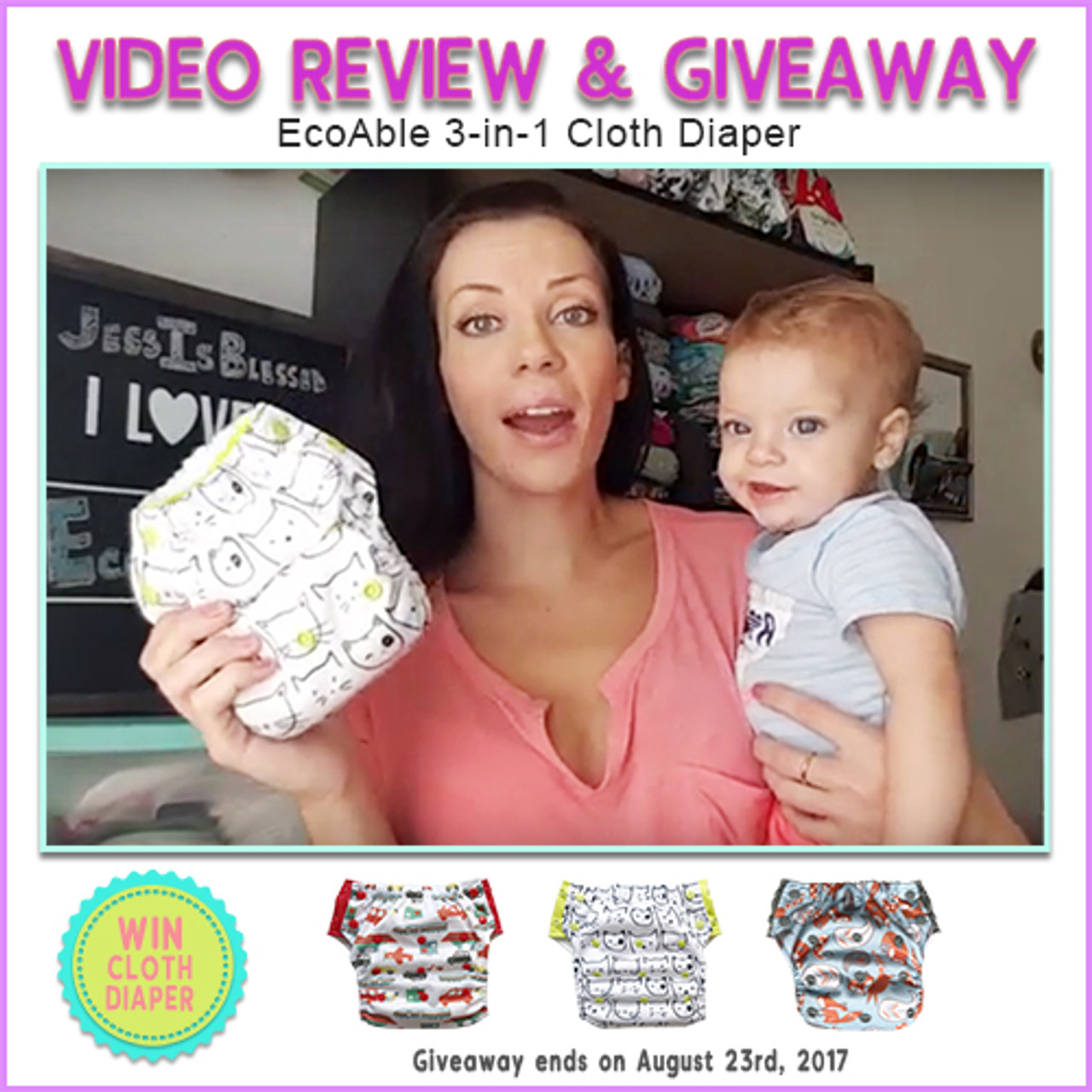 Video Review: EcoAble 3-in-1 Cloth Diaper by Jess Is Blessed
