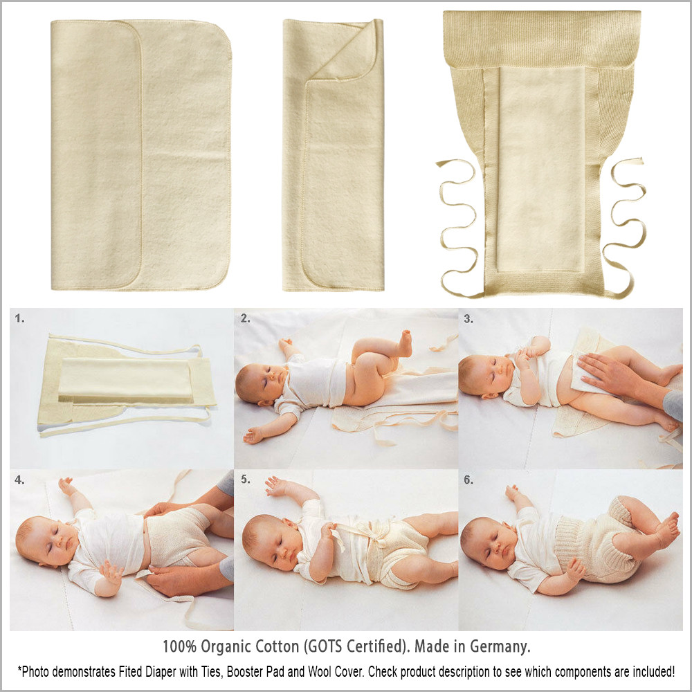 DISANA Baby Fitted Cloth Diapers with Diaper Booster Pads Set