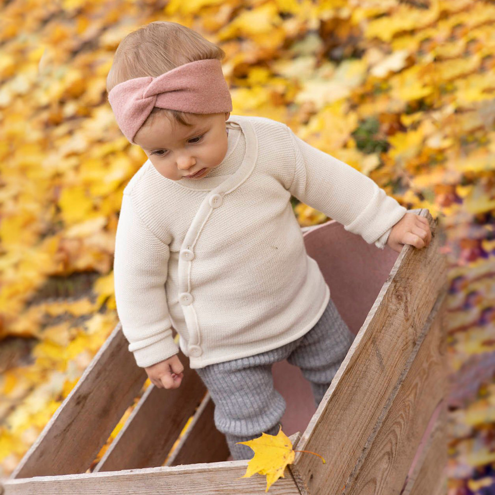 DISANA Baby Long Sleeve Thermal Cardigan Sweater, Organic Merino